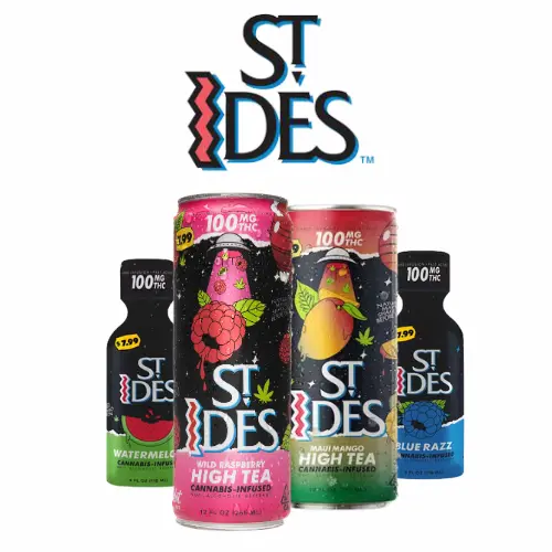 St Ides THC drink can with cannabis-infused beverage branding
